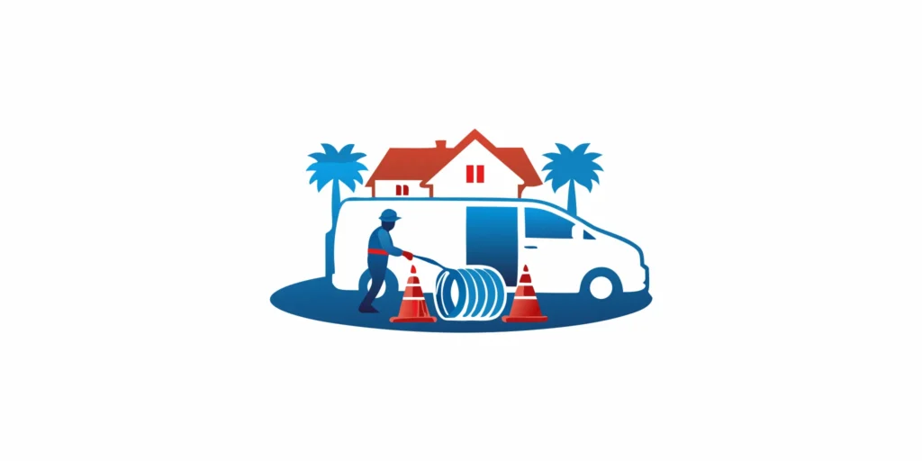 Hydro jetting service clearing a clogged sewer line in Orange County.