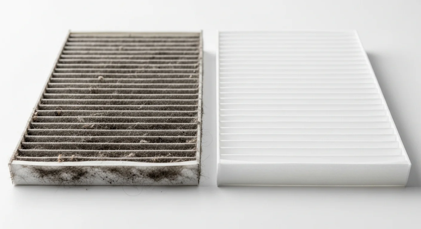 Dirty clogged air filter vs clean new filter - common cause of ac blowing hot air