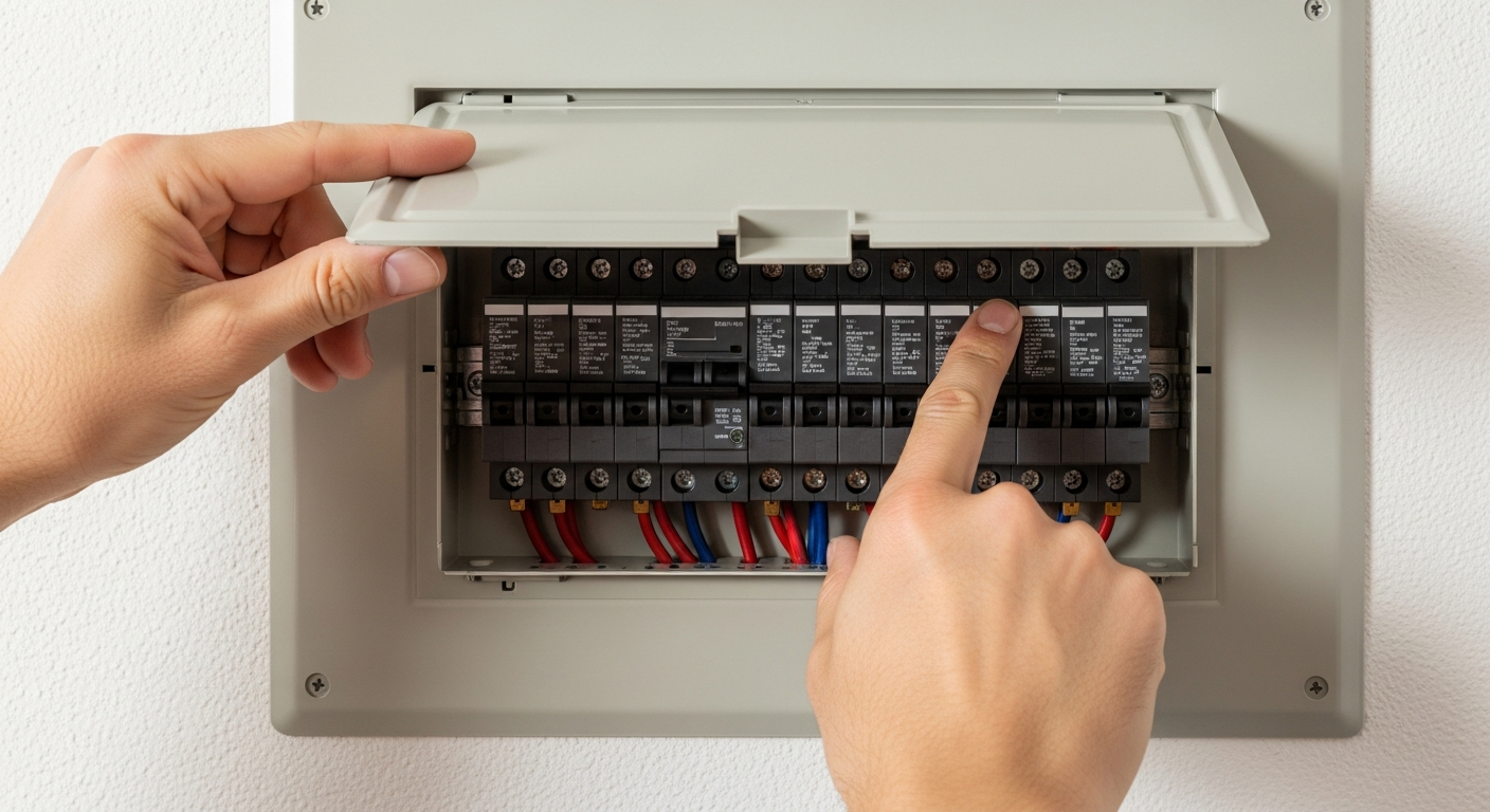 Checking tripped circuit breaker in electrical panel when AC unit not turning on