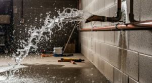 Burst pipe causing water damage - 24/7 emergency plumbing in Orange County