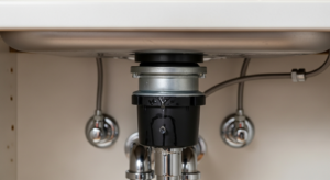 Garbage disposal leaking from the bottom under a kitchen sink
