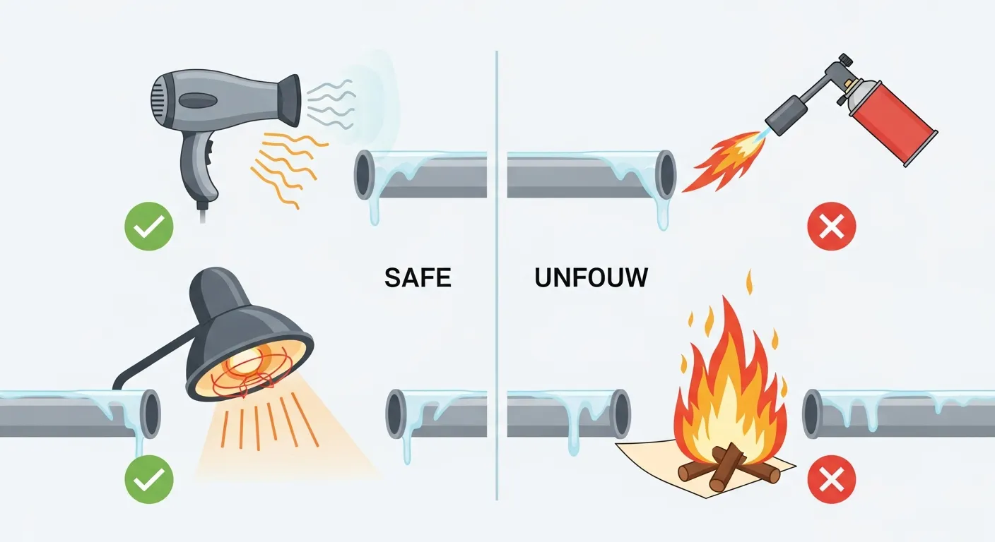 Safe versus unsafe methods to thaw frozen pipes comparison