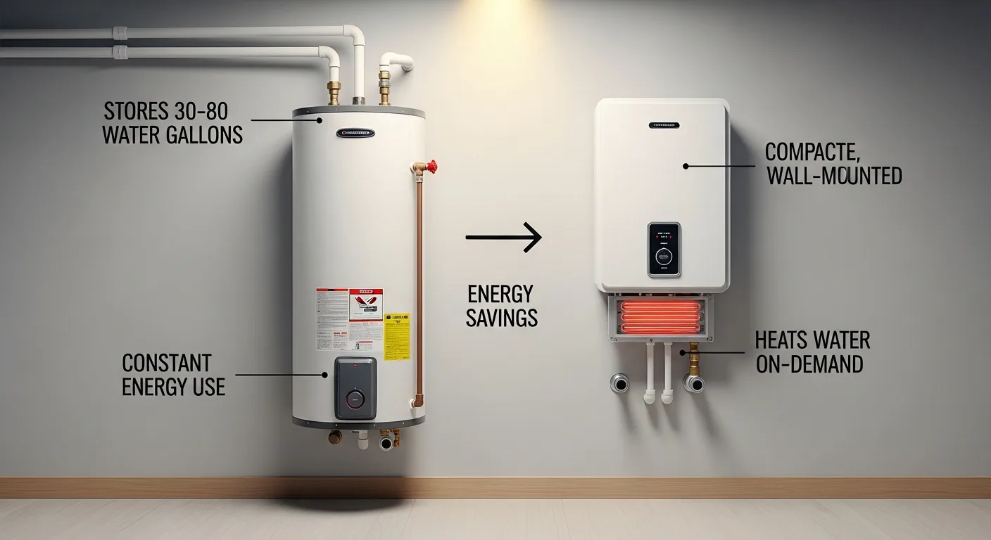 Comparison of tank water heater versus tankless water heater for same-day installation