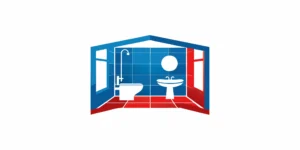 Modern bathroom under renovation with exposed plumbing pipes and fixtures