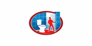 Professional plumber unclogging a toilet in an Orange County bathroom