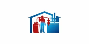 Plumber inspecting a water softener system in a home utility room